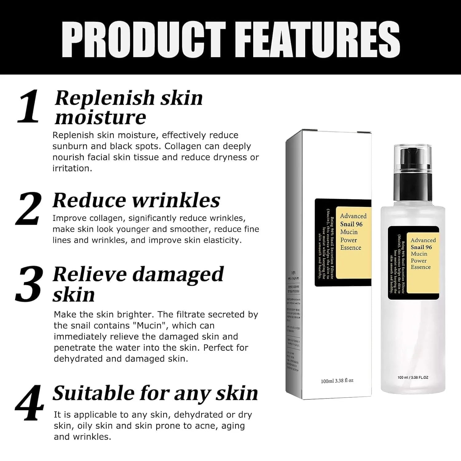 Snail Mucin Peptide Essence Facial Serum